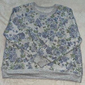 Floral somewhat cropped crewneck sweatshirt